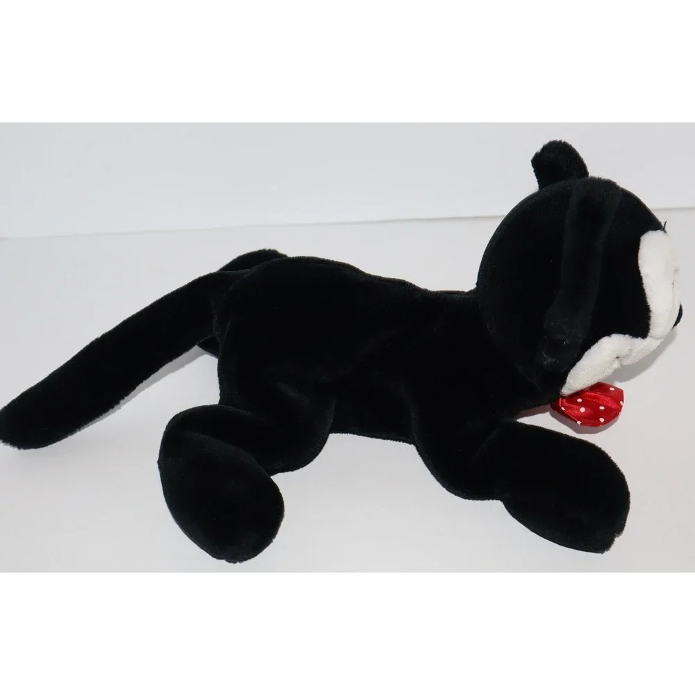 1997 Vintage Felix the Cat Plush A&A Black White Red Bow Tie Laying Toy 12 inch